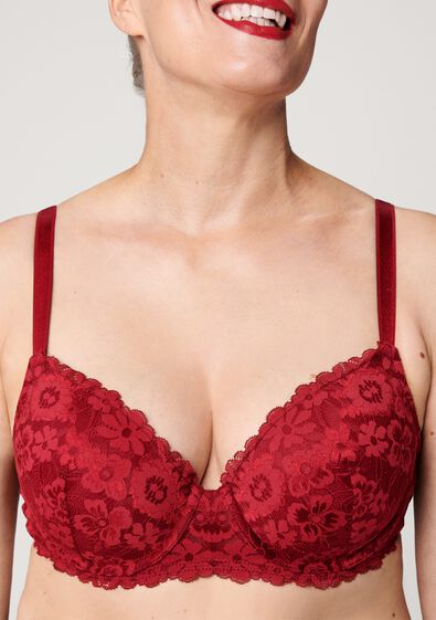 soutien-gorge dentelle pr&eacute;form&eacute; avec armatures rouge fonc&eacute; rouge fonc&eacute; - 21801015DARKRED - HEMA
